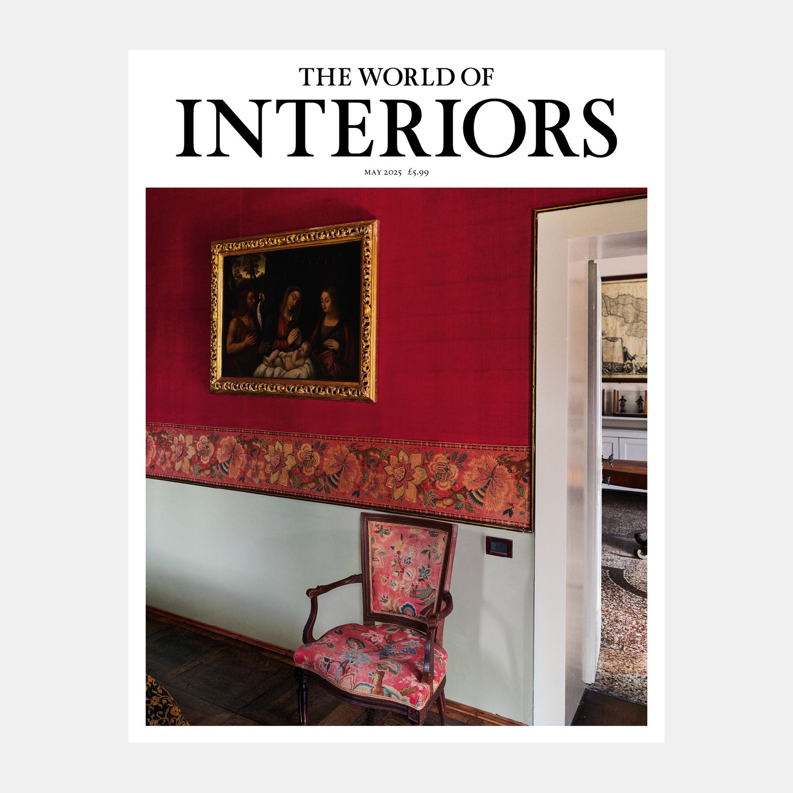 Image may contain Indoors Interior Design Chair Furniture Home Decor Cushion Person Art Painting and Fireplace