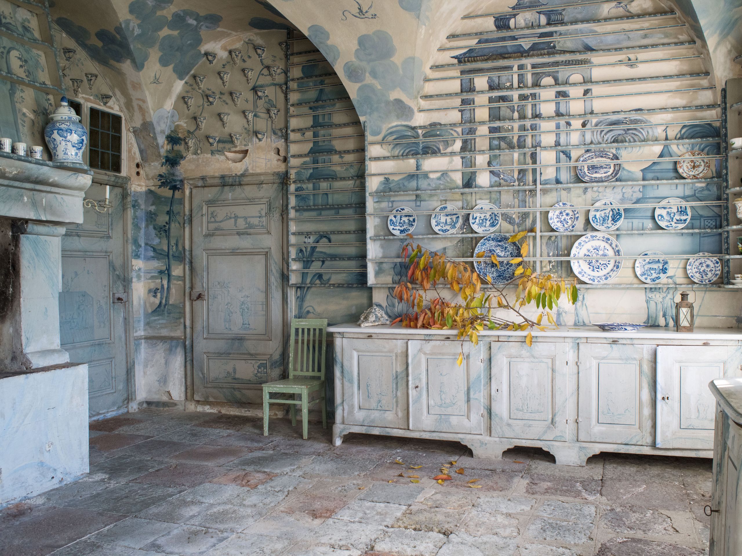 Tureholm Castle Image may contain Floor Chair Furniture Indoors Interior Design Sideboard Flooring Plate Cup Path and...